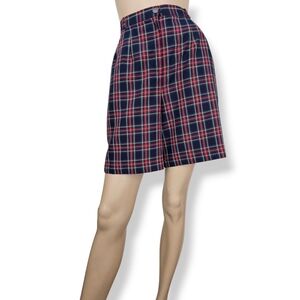 Vintage Red & Blue Plaid Wide Leg Shorts by Gaint Korean Brand